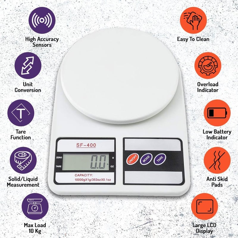 SHREE HANS CREATION Digital Kitchen Weighing Scale Food Vegetable Weight Machine for Diet NutritionsHealth fitness scale Home Baking Cooking White For Domestic 10 Kg with Back Light - Image 3