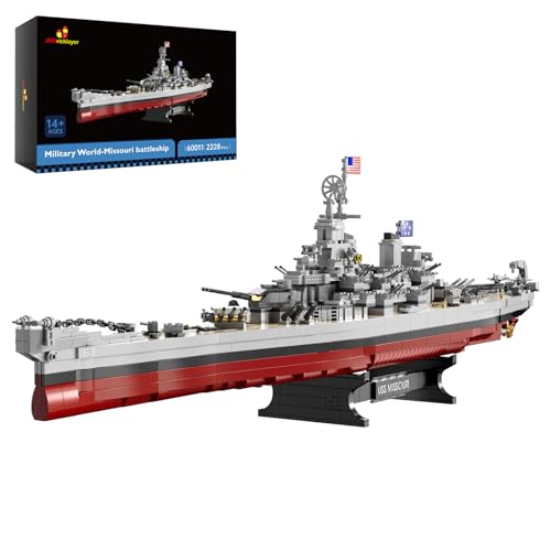 JMBricklayer Toy Battleship Building Set 60011 Classic Creative Military Missouri Battleship Model Collectible Display Warship Toys for Adults Christmas Birthday Gifts for 14BoysTeens 2228 Pcs - Image 1