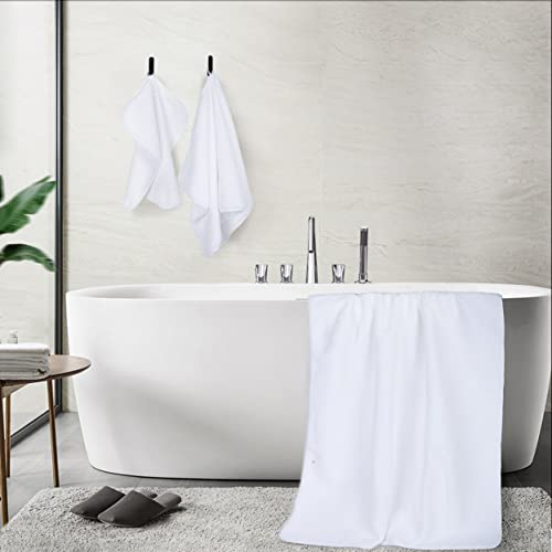 POLYTE Oversize, 60 x 30 in., Quick Dry Lint Free Microfiber Bath Towel Set, 6 Piece (White) - Image 3