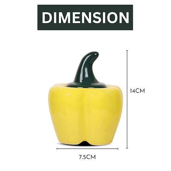 QIMACPLUS Ceramic Capsicum Decorative Pickle Jar Food Storage Jar Multipurpose aachar masala Jar For kitchen and Dining table 500 ML (Yellow) (1) - Image 5