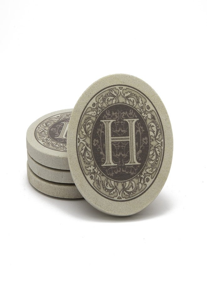 Thirstystone Monogram Letter “H” 4 Pack Sandstone Coasters Manufactured in The USA Decorative Absorbent Easily Wipes Clean - Image 4