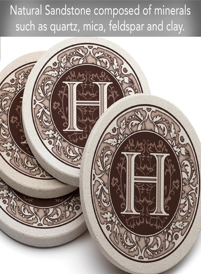 Thirstystone Monogram Letter “H” 4 Pack Sandstone Coasters Manufactured in The USA Decorative Absorbent Easily Wipes Clean - Image 5