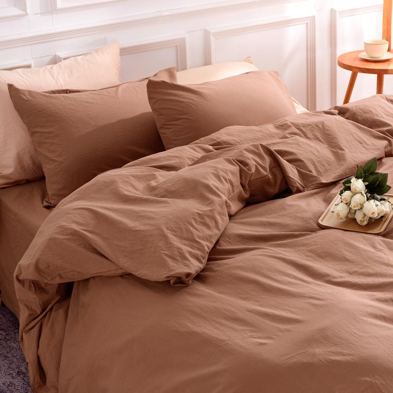 مجموعة غلاف لحاف Nexhome Pro Cover 100 ٪ Queen مكثف الحجم 98 "X98" "LONENT LANEN LOONE ORNEN LOOK 3 قطع من الفراش مجموعة الصدأ الصدأ مع إغلاق سوستور ناعم (بدون المعزي)