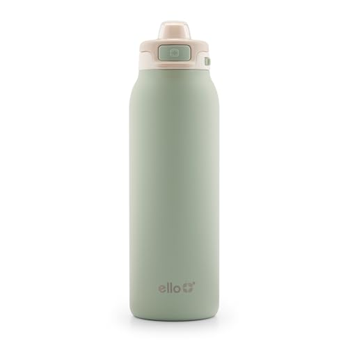 إيلو بوب فيل 32oz زجاجة ماء من الفولاذ المقاوم للصدأ مع تقنية التعبئة السريعة مزدوجة الجدران ومعزولة بالفراغ بغطاء محكم يمنع التسرب قابلة لإعادة الاستخدام خالية من BPA باللون فستق
