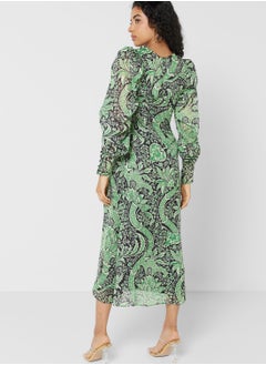 WAREHOUSE Puff Sleeve Printed Dress  - Image 2
