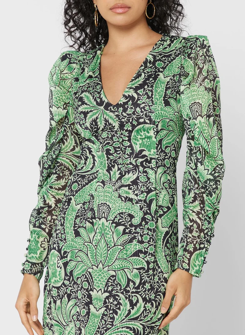 WAREHOUSE Floral Print Midi Dress