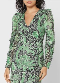 WAREHOUSE Puff Sleeve Printed Dress  - Image 3