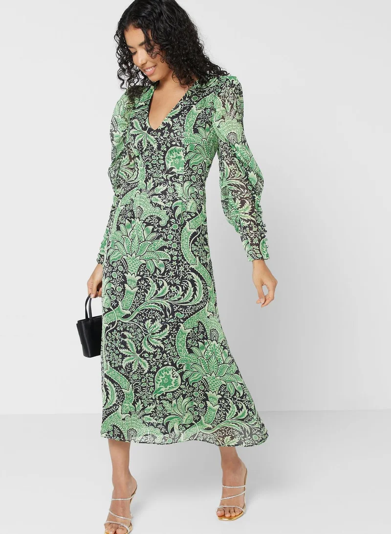 WAREHOUSE Floral Print Midi Dress
