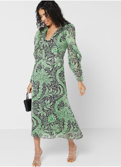 WAREHOUSE Puff Sleeve Printed Dress  - Image 4