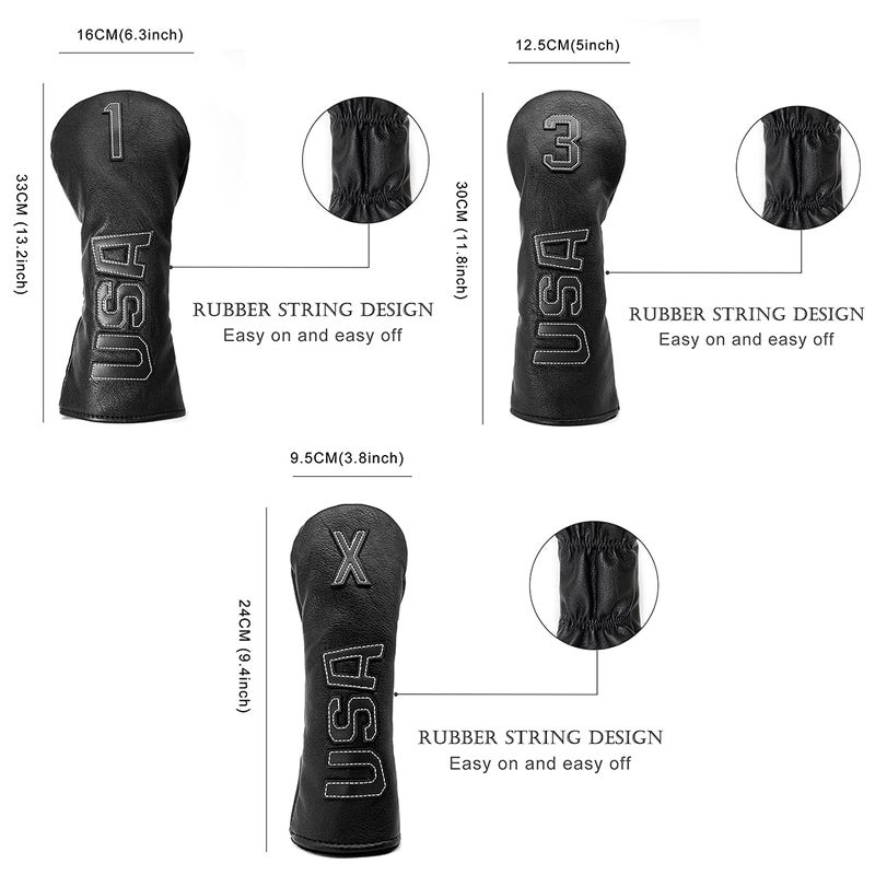 Barudan Golf Fairway Woods Head Covers 3 Wood Headcover Head Cover Club Protector Protective USA Black for Taylormade Taylor Made Callaway PXG Ping Cobra Golf Player Accessories for Men - Image 4