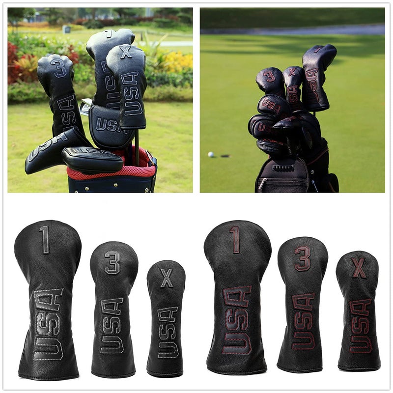 Barudan Golf Fairway Woods Head Covers 3 Wood Headcover Head Cover Club Protector Protective USA Black for Taylormade Taylor Made Callaway PXG Ping Cobra Golf Player Accessories for Men - Image 2