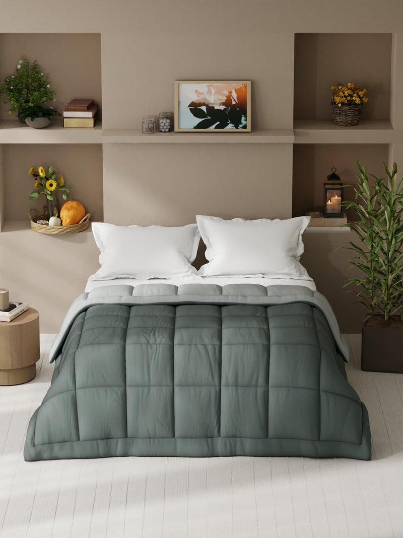 KOPA KOPA Ultra Soft Microfiber Reversible Comforter for All Weather -1pc Double (Feather lite) | Reversible Lightweight | Comforter/AC Blanket/Quilt/Duvet for All Weather Reversible-Grey/Ivory  - Image 1