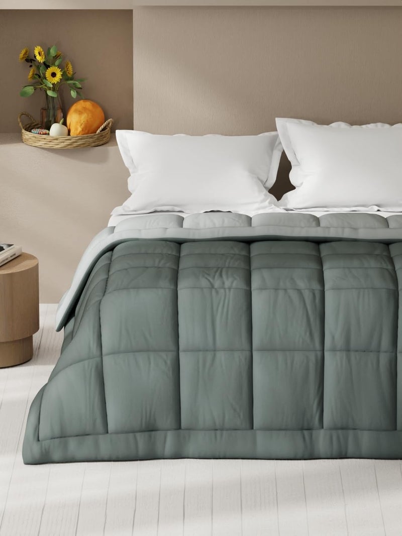 KOPA KOPA Ultra Soft Microfiber Reversible Comforter for All Weather -1pc Double (Feather lite) | Reversible Lightweight | Comforter/AC Blanket/Quilt/Duvet for All Weather Reversible-Grey/Ivory  - Image 2