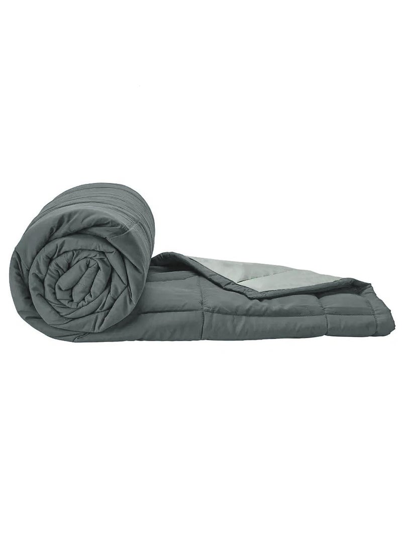 KOPA KOPA Ultra Soft Microfiber Reversible Comforter for All Weather -1pc Double (Feather lite) | Reversible Lightweight | Comforter/AC Blanket/Quilt/Duvet for All Weather Reversible-Grey/Ivory  - Image 3
