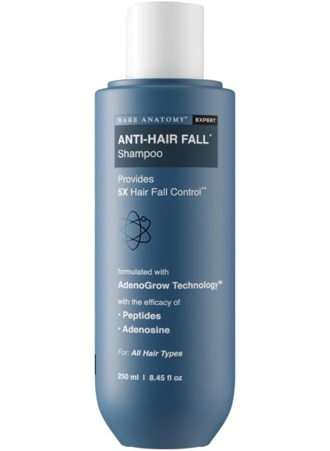 Anti Hair Fall Shampoo | 5x Hair Fall Control & Growth | Contains Biotin Adenosine, & Peptides | Rosemary, Rice Water, Hyaluronic Acid | For All Hair Types | For Women & Men | 250ml