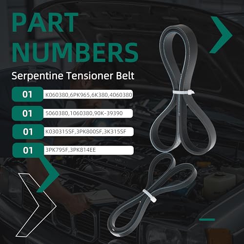 Riyhch 90K-39390 Serpentine Belt Drive Component Kit for Mazda 3/6/CX-3/CX-5/CX-9/MX-5 Miata,2012-2021,2.0L,2.3L,2.5L,OE K060380 6PK965 6K380 4060380 5060380 39390 49858 89710 999630 999630A - Image 4