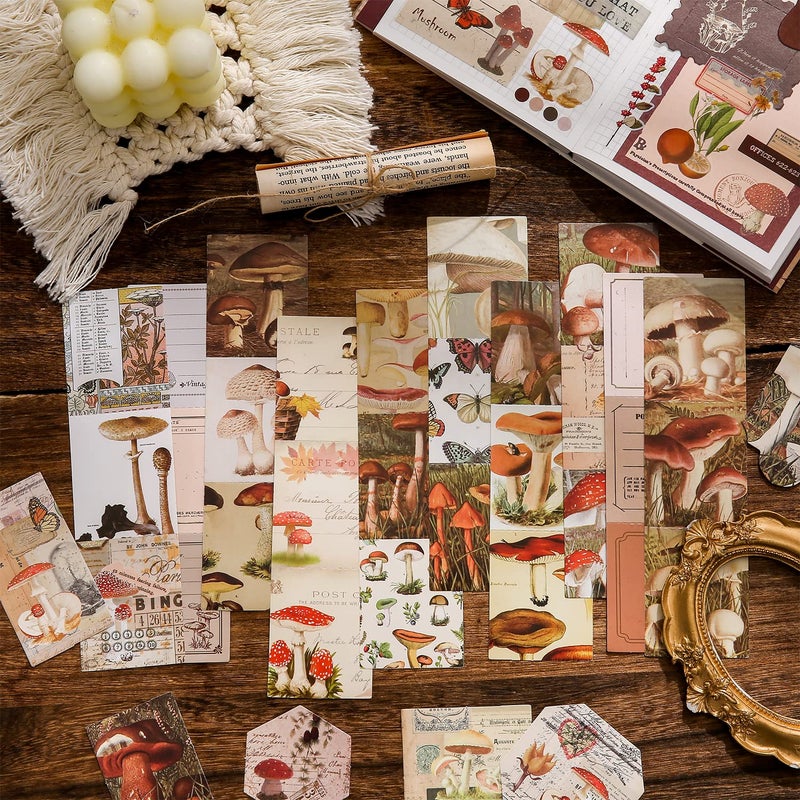 emmoolife Scrapbooking Supplies Kit, Vintage Mushroom Aesthetic Scrapbook Kit for Bullet Junk Journal, Stationery, A6 Grid Notebook, DIY Journaling Supplies, Birthday Craft Gift for Teen Girl Women - Image 5