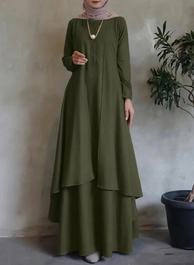Muslim Maxi Irregular Hem Loose Long Dress  - Image 1