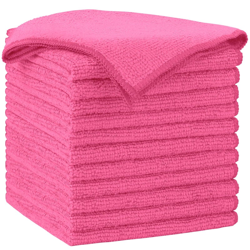 AIDEA Microfiber Cleaning Cloth-12PK, Soft Microfiber Towels for Cars, Absorbent Cleaning Rags, Lint-Free Streak-Free Wash Cloths for House, Kitchen, Window(12in.x12in), Pink - Image 1