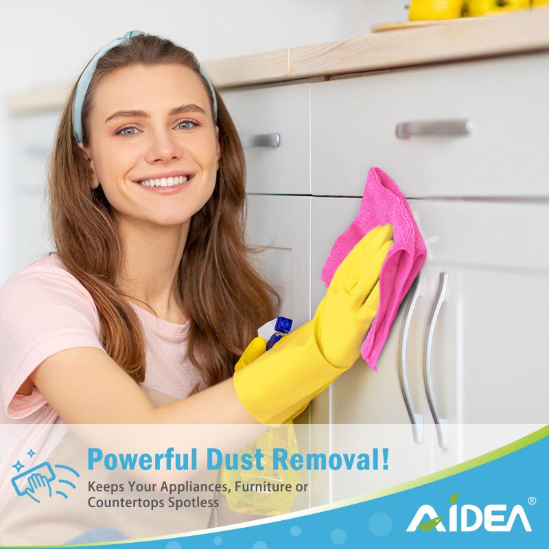 AIDEA Microfiber Cleaning Cloth-12PK, Soft Microfiber Towels for Cars, Absorbent Cleaning Rags, Lint-Free Streak-Free Wash Cloths for House, Kitchen, Window(12in.x12in), Pink - Image 4