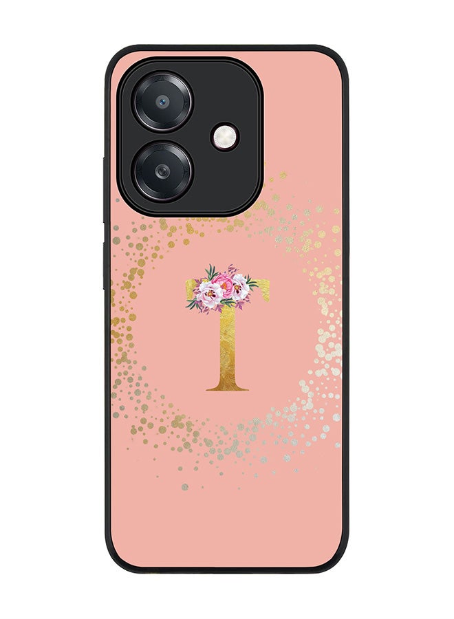 Stylizedd For Oppo A5i Case,Slim fit Camera Protection, Shockproof Thin Phone cover  - Custom Monogram Floral - T  (Rose Pink )