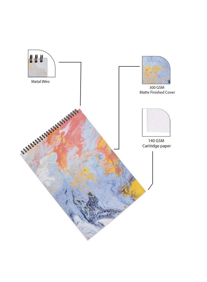 Papboo Marble Art- A4 Artist Sketch Book - Drawing Book, with Back Support- 140 GSM- 50 Pages- (Matte Finished Cover) - Image 4