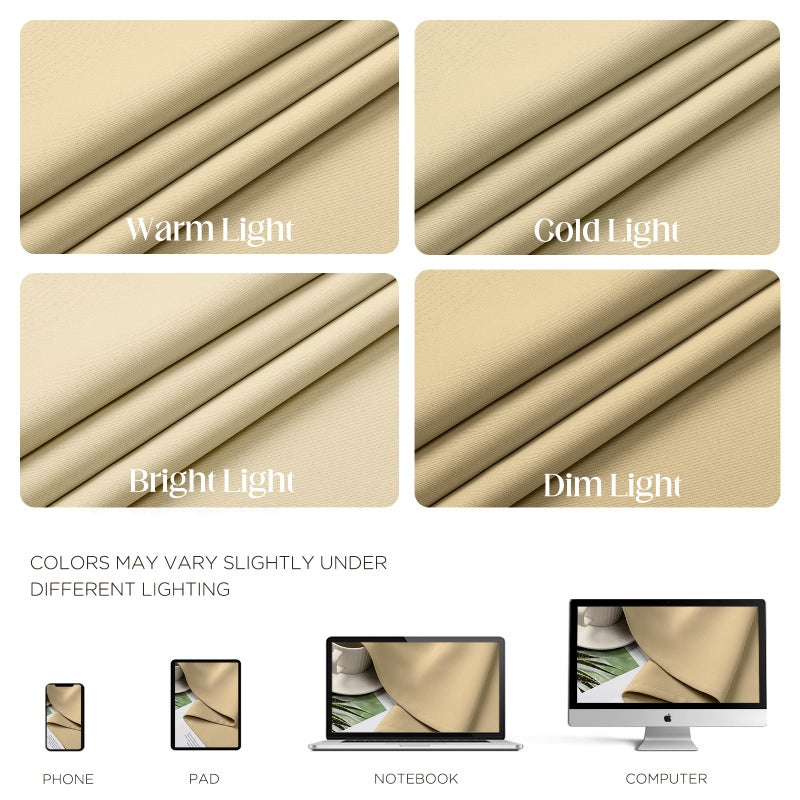 CUCRAF Beige Blackout Curtains 84 inch Length 2 Panels Set, Room Darkening Drapes for Living Room Bedroom, Thermal Insulated Light Blocking Grommet Window Curtain (W52 x L84 Inch) - Image 4