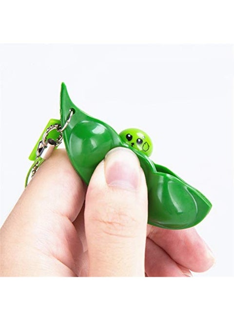 iMagitek 3 Pcs Fidget Toy Set SqueezeaBean Soybean Stress Relieving Playful Charms Extrusion Edamame Pea Keychain for Mobile Phones and Keys  Green