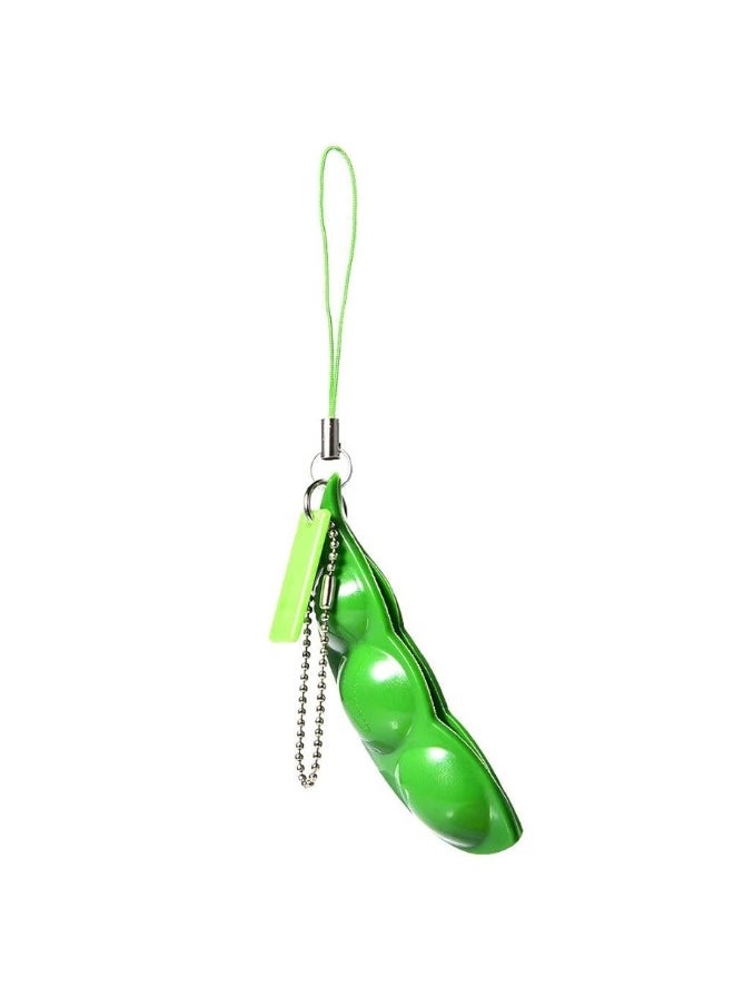 iMagitek 3 Pcs Fidget Toy Set SqueezeaBean Soybean Stress Relieving Playful Charms Extrusion Edamame Pea Keychain for Mobile Phones and Keys  Green
