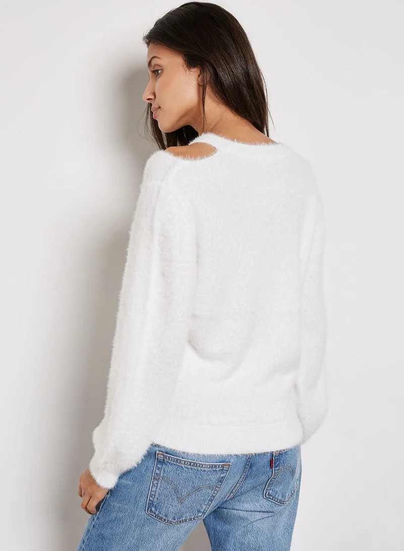 LUMIERE Side Neck Cut Sweat Top