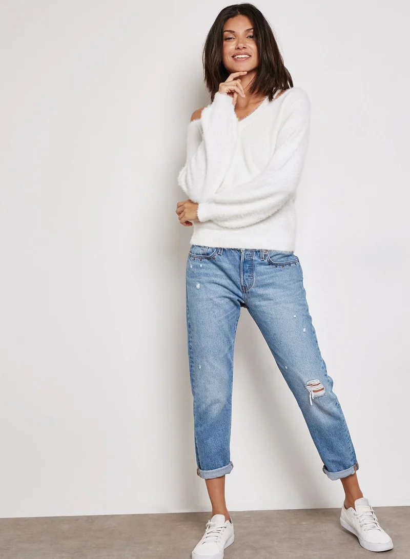 LUMIERE Side Neck Cut Sweat Top