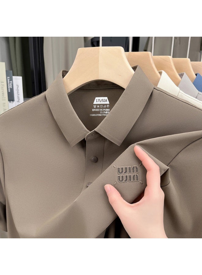 Uji High-End Short Sleeve Polo Shirt for Middle-Aged Men Casual Turn-down Collar Seamless Comfortable Summer Half Sleeve Top - Image 1
