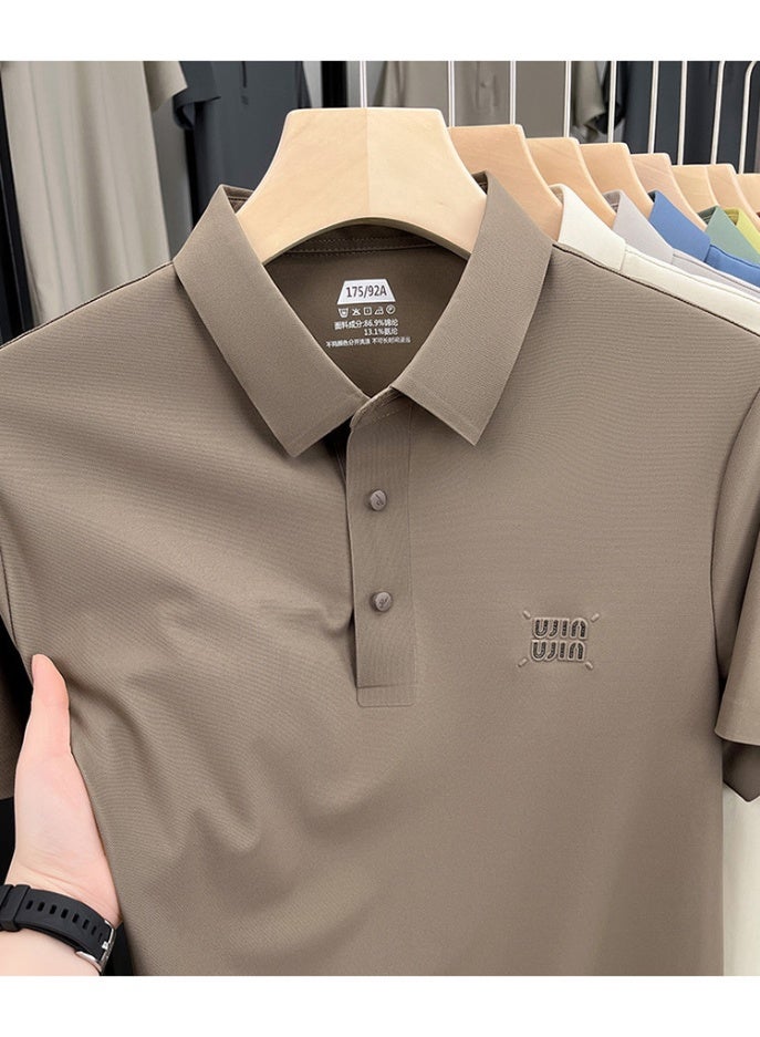 Uji High-End Short Sleeve Polo Shirt for Middle-Aged Men Casual Turn-down Collar Seamless Comfortable Summer Half Sleeve Top - Image 3