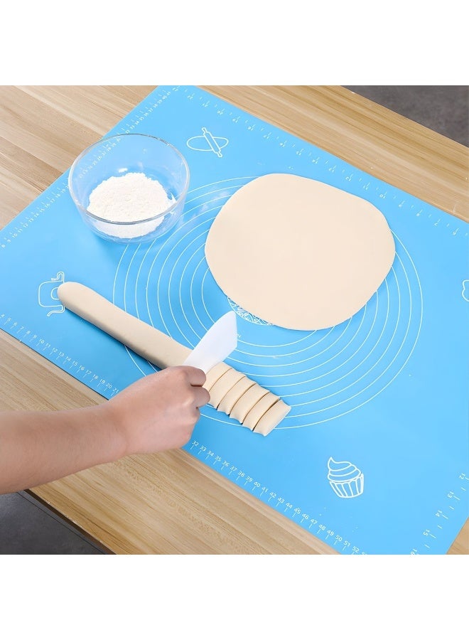 هابي هوم حصيرة معجنات سيليكون كبيرة غير لاصقة قابلة لإعادة الاستخدام بمقياس 43 × 35 وأبعاد إجمالية 50 × 40 سم - حصيرة سيليكون آمنة للاستخدام في الطعام للعجين والمعجنات والبيتزا غير قابلة للانزلاق مع قياسات دقيقة لركوب العجين وحماية السطح مقاومة للحرارة حصيرة سيليكون سميكة صالحة للاستخدام في الطعام للبيتزا والمخبوزات والفطائر يمكن استخدامها كبطانة للفرن أو حصيرة لف العجين (أزرق) - Image 5