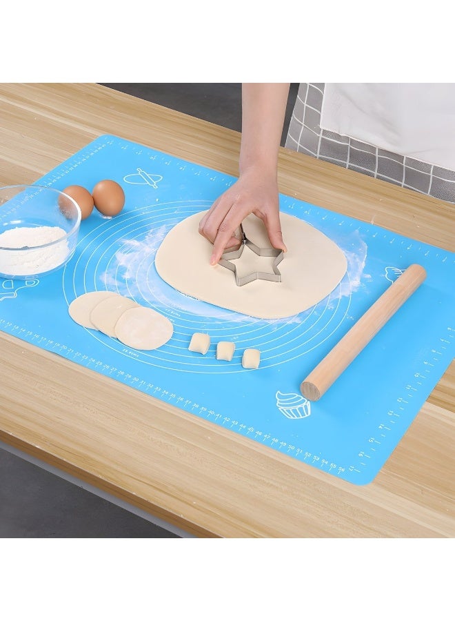 هابي هوم حصيرة معجنات سيليكون كبيرة غير لاصقة قابلة لإعادة الاستخدام بمقياس 43 × 35 وأبعاد إجمالية 50 × 40 سم - حصيرة سيليكون آمنة للاستخدام في الطعام للعجين والمعجنات والبيتزا غير قابلة للانزلاق مع قياسات دقيقة لركوب العجين وحماية السطح مقاومة للحرارة حصيرة سيليكون سميكة صالحة للاستخدام في الطعام للبيتزا والمخبوزات والفطائر يمكن استخدامها كبطانة للفرن أو حصيرة لف العجين (أزرق) - Image 2