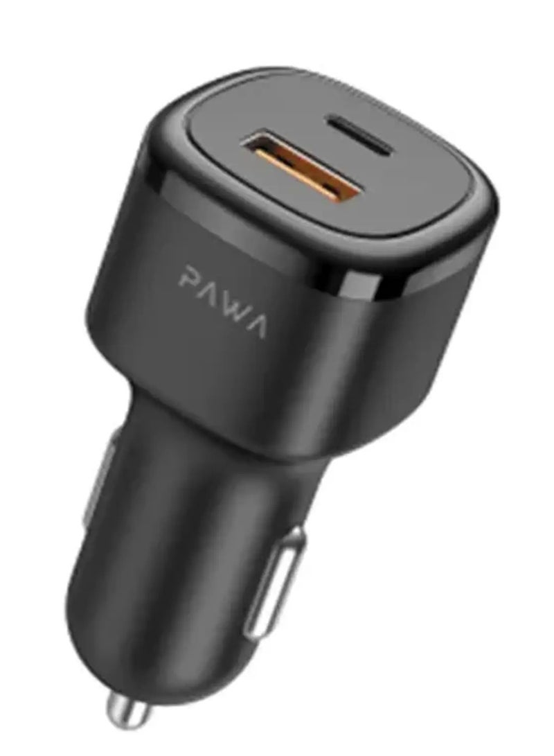 Pawa Solid Car Charger PD 48W+ QC / Secure and Saturated / Portable & Elegant / Wide Compatibility - Black