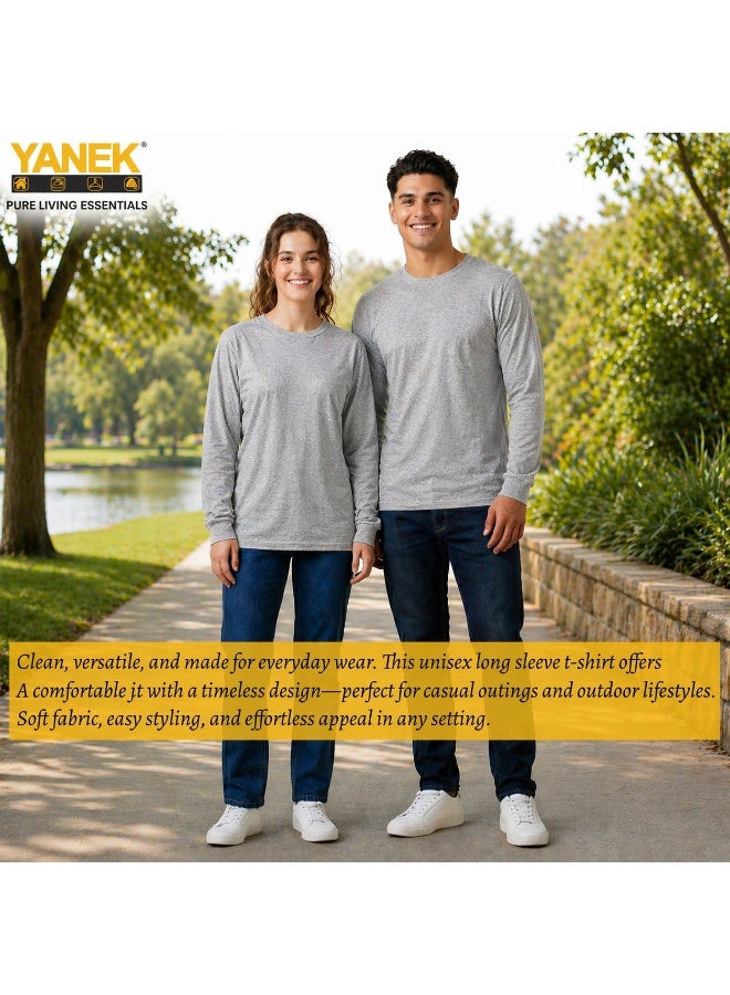 YANEK Unisex Crew Neck Full Sleeve T-Shirt – Soft Cotton, Regular Fit, Casual Wear - Image 5