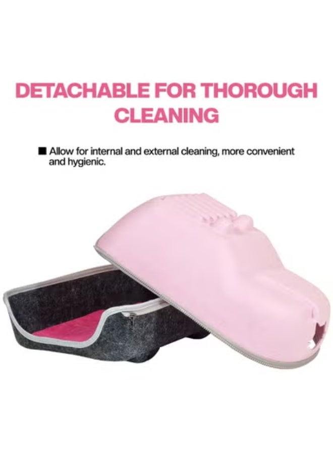 NNC PETS Cat bed with Durable zipper, Ventilation hole, and Removable mat, Enclosed felt cat house bed for Kittens & Adult cats, Ideal for Indoor/Outdoor use, Detachable & Easy to clean 40 cm (PINK) - Image 4
