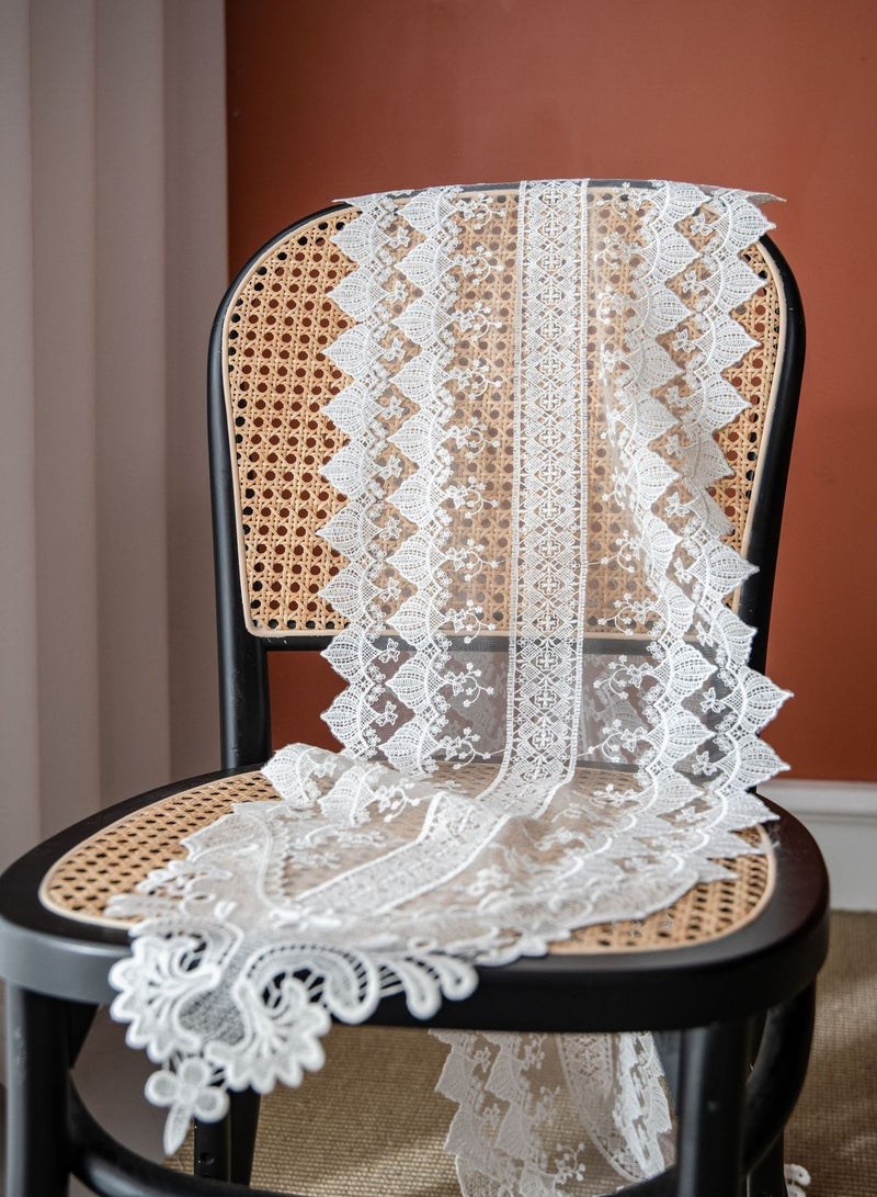 الجدول الدانتيل مفرش المائدة الطعام الزفاف ديكور المنزل الجدول الأبيض 35 * 160cm - Image 4