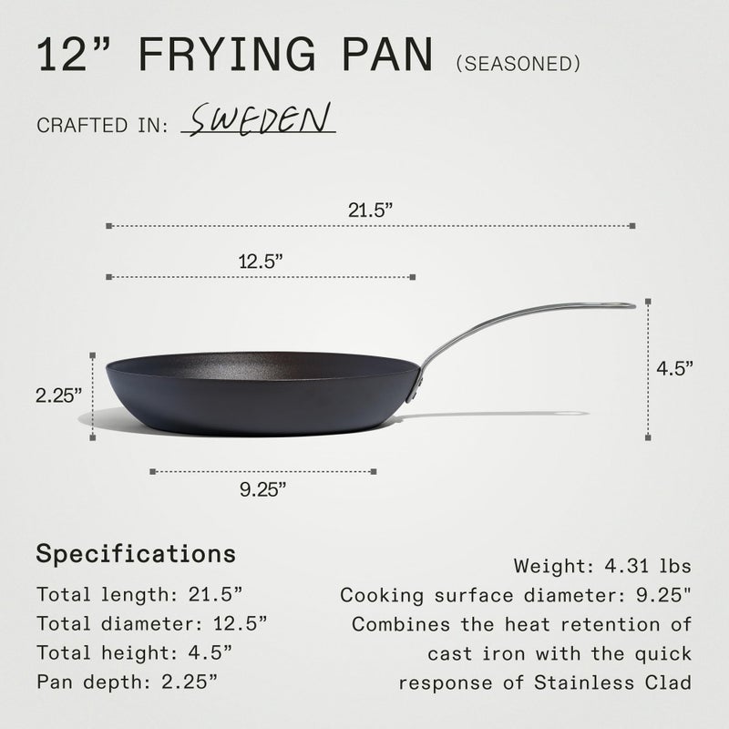 Madein Made In Cookware - Seasoned 12" Carbon Steel Frying Pan - (Like Cast Iron, but Better) - Professional Cookware - Crafted in Sweden - Induction Compatible - Image 5