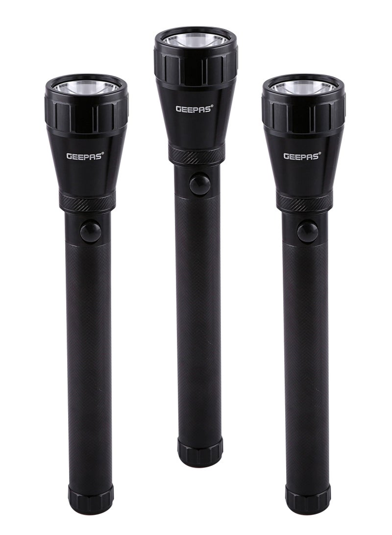 GEEPAS 3Pcs Geepas GFL51076 Rechargeable LED Flashlight, Waterproof Body | Hyper Bright Light - Image 2