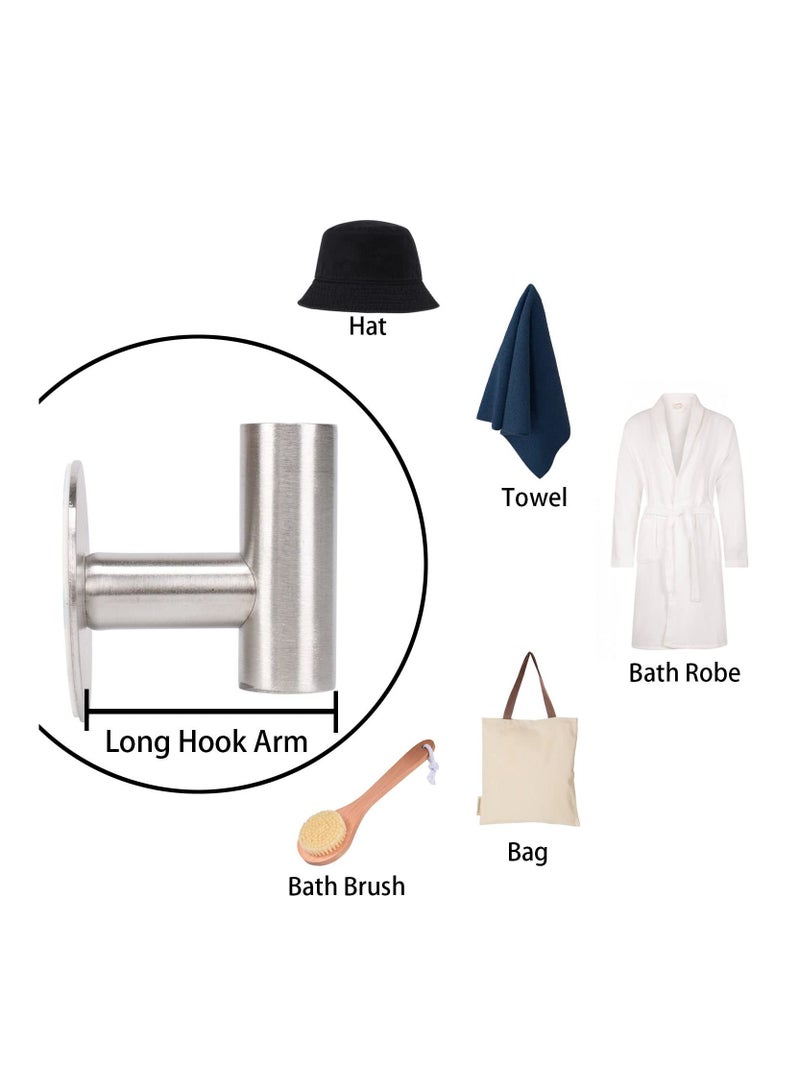 SOLARAE Bath Towel Hook, Strong Self Adhesive Robe Hook, SUS 304 Stainless Steel Stick on Wall Coat/Clothes Hook No Drilling, Shower Wall Hook for Bathroom Kitchen Office Closet(Set of 3) - Image 4