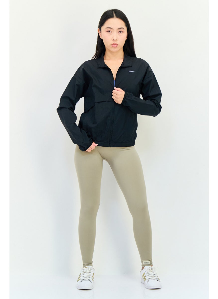 Reebok Women Sportswear Fit Brand Logo Running Jacket, Black  - Image 3