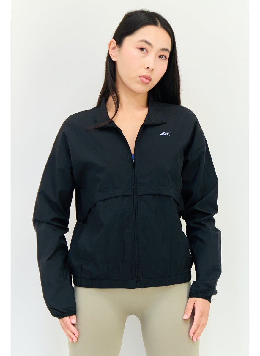 Reebok Women Sportswear Fit Brand Logo Running Jacket, Black  - Image 1