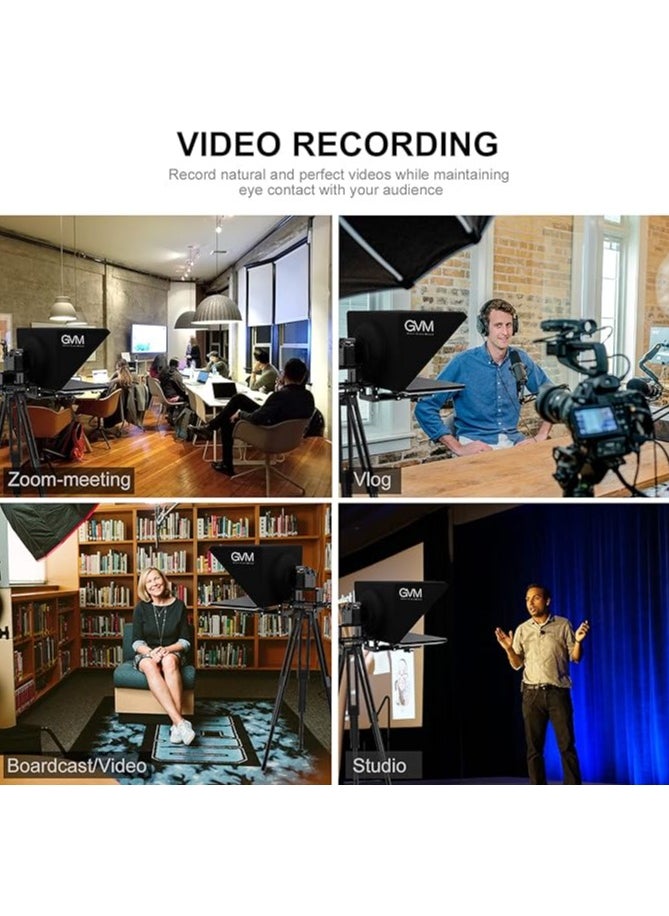 GVM - GVM Teleprompters for Digital Cameras/camcorders Portable 18.5'' Teleprompter Kit with Remote Control & App,Solid Aluminum Constructions,Colorless Spectroscope,Ultra HD Wide-Angle Lens - Image 1