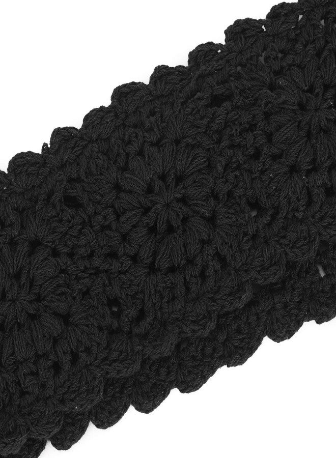ZLYC Women Headband Handmade Crochet Knit Boho Flower Hair Bands (Crochet Black) - Image 4