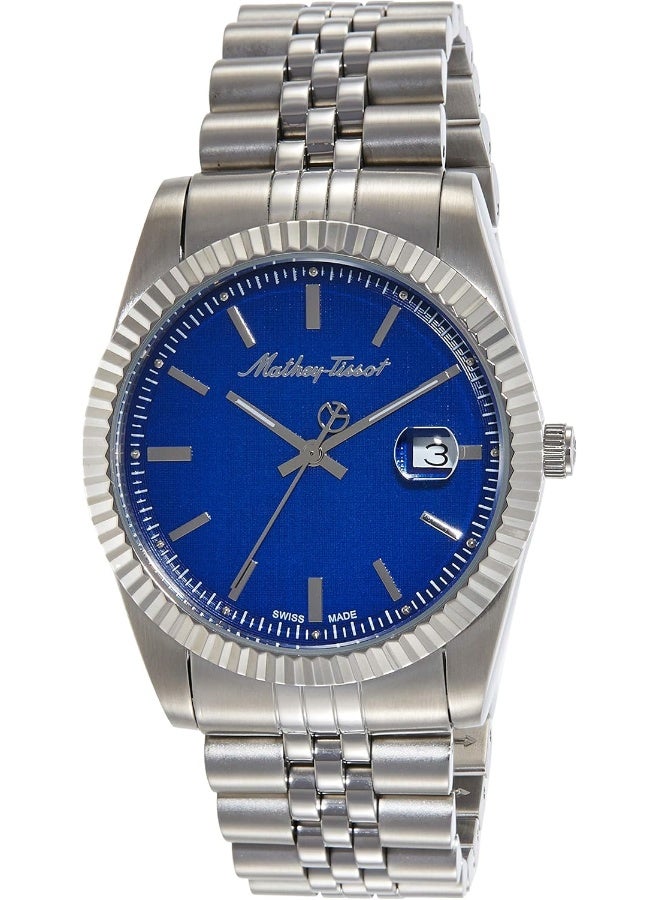 Mathey-Tissot ساعة ماتهي-تيسو التناظرية بقرص أزرق للنساء-D810ABU، أزرق، سوار - Image 1