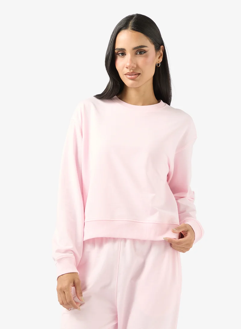 جينجر بيسيكس سويت شيرت أساسي بياقة دائرية قطني واسع