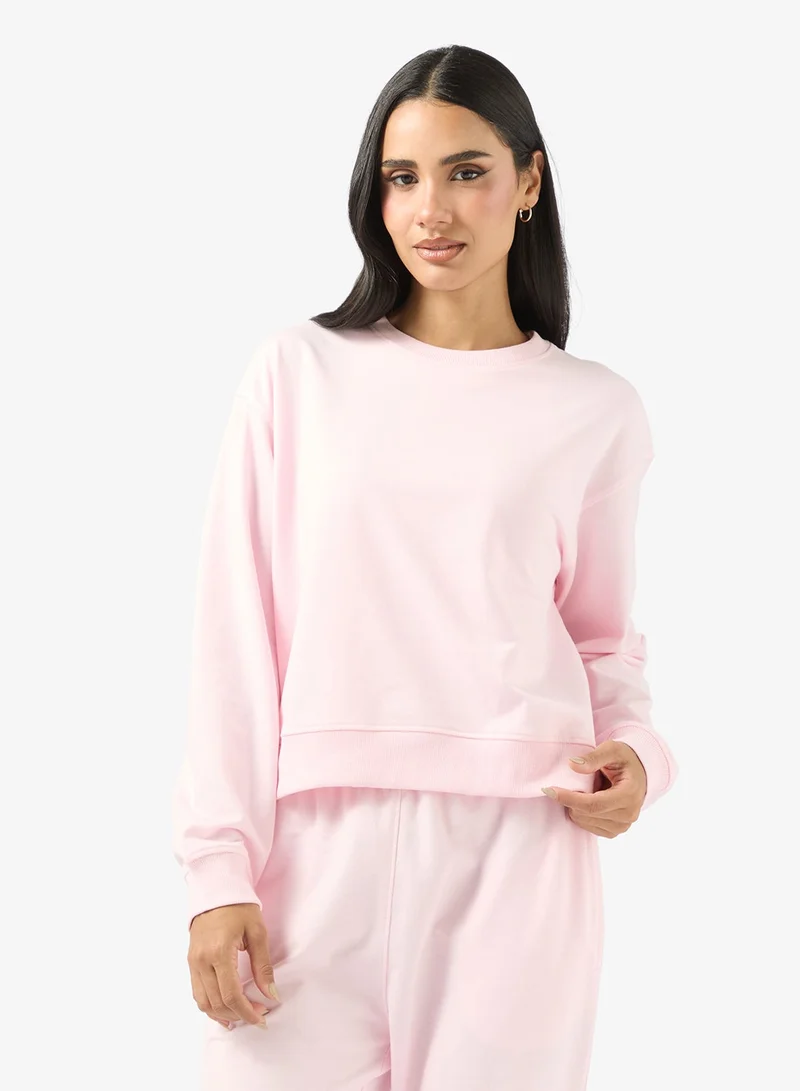 Ginger Basics Cotton Oversize Crew Neck Essential Sweatshirt