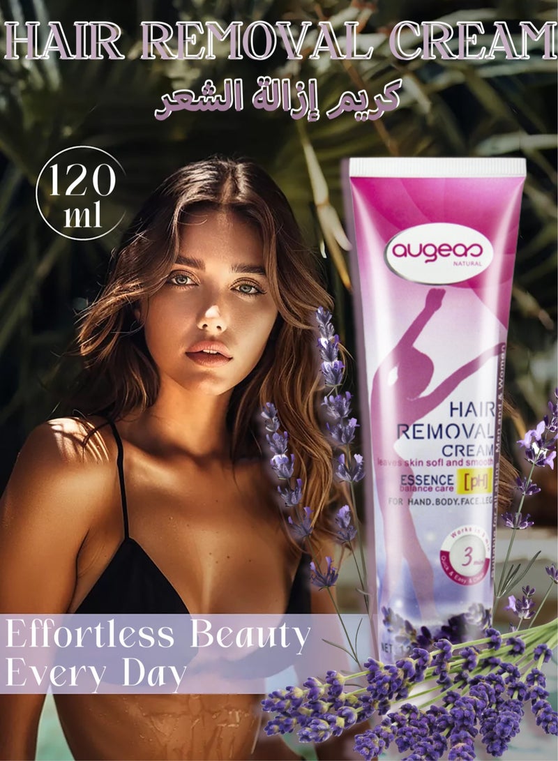 Augeas Hair Removal Cream Depilatory Cream With Essence - Skin Friendly Painless Flawless Hair Remover Cream Painless Flawless Depilatory, Sensitive Formula Suitable For All Skin Types For Women And Men  - Image 1